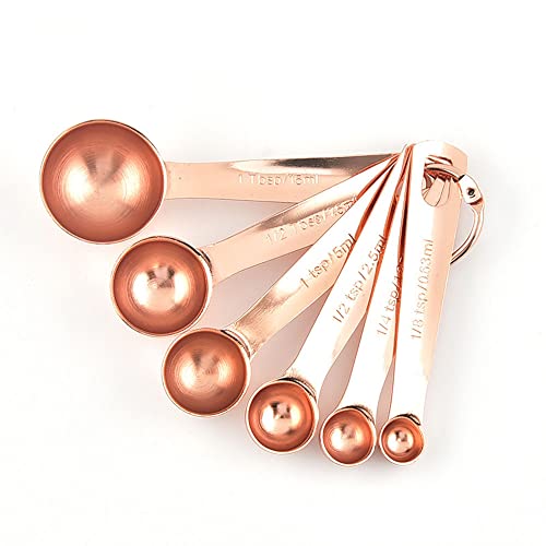 Messlöffel Set,Edelstahl Backlöffel mit Silikon Griff, für messen Trockene und flüssige Zutaten,6 PCS,Rose Gold Messlöffel Set,Edelstahl Backlöffel mit Silikon Griff, für messen Trockene und flüssige Zutaten,6 PCS,Rose Gold von Zunate