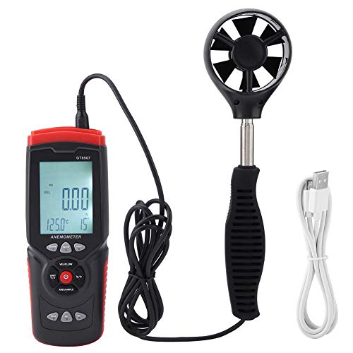 Windgeschwindigkeitsmessgeräte, Anemometer, GT8907 Präzises Digitales USB-Multifunktions-Windgeschwindigkeits-Temperatur-Luftströmungsgeschwindigkeitsmessgerät mit Hintergrundbeleuchtetem LCD-Display von Zunate