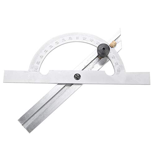 Winkelmesser 0-180 Grad Verstellbarer Rundkopf Winkelmesser aus Kohlenstoffstahl 100 x 150 mm Goniometer Winkelsucher für alle Arten von Winkelmessungen von Zunate