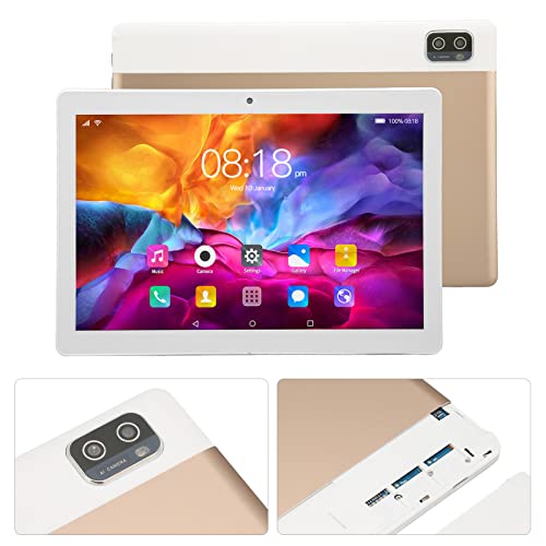 Zunate 10,1-Zoll-Tablet für Android, 1080P HD-IPS-Display, 6 GB RAM 128 GB ROM, Leistungsstarker Zehn-Kern-CPU-Prozessor, 2 MP und 5 MP Dual-Kamera, 5G WiFi, Dual-SIM-Anrufe, von Zunate