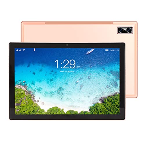 Zunate 10-Zoll-Tablet für Android, 4 GB RAM, 64 GB ROM, 5 G Dual-Frequenz-WiFi, 5-Punkt-Touchscreen, Dual-SIM-Dual-Standby-Tablet-PC, Unterstützung für OTG-Verbindung(Gold) von Zunate