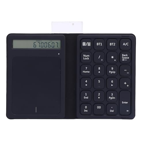 Zunate 23 Tasten Bluetooth Number Pad mit Touchpad und Taschenrechner, 3 in 1 Faltbare Drahtlose Numerische Tastatur Ultra Thin mit PU -Lederhülle für Tablet -Laptop -PC -Desktop von Zunate