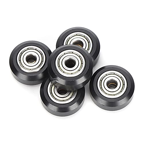 Zunate 5Pcs POM Pulley, 625zz Lager 24mm Passive Round Wheels Rollen, für Alle DIY 3D Drucker (Schwarz) von Zunate