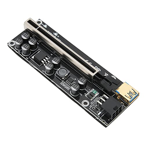 Zunate GPU PCIe Riser-Kabel, PCIE X1 auf PCIE X16 GPU-Verlängerungskabel mit 6-poligem 16-A-Stromkabel, Kompatibel mit Linux, Win XP/7/8/10 – 60 cm von Zunate