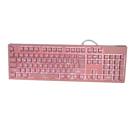 Zunate Gaming-Tastatur, Kabelgebundene Gaming-Tastatur mit 104 Tasten USB-Hintergrundbeleuchtung für Office-Tastatur, für PC-Laptop Desktop-Computer Gaming, Plug and Play(Rosa) von Zunate