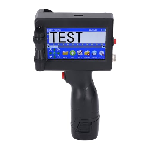 Zunate Handheld-Tintenstrahldrucker, Verbesserter Tragbarer Handheld-Drucker mit 4,3-Zoll-Touchscreen, 2–12,7 Mm Druckhöhe Verstellbar, BT-Verbindung, mit Patrone (EU-Stecker) von Zunate
