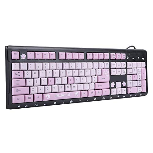 Zunate Kabelgebundene Tastatur, Stille Business Office-Tastatur mit 104 Tasten USB Ultra-schlankes, Niedliches Cartoon-Keybaord, für PC-Laptop Desktop-Computer,Wasserdicht,Plug and Play von Zunate