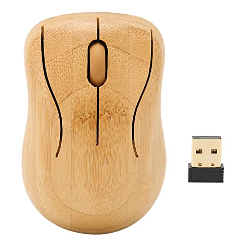 Zunate Kabellose Bambus-Tastatur und -Maus, Optische Bambus-Holz-PC-Maus und Tastatur mit USB-Empfänger, Steuergeräte für Gaming, Büro (Maus) von Zunate