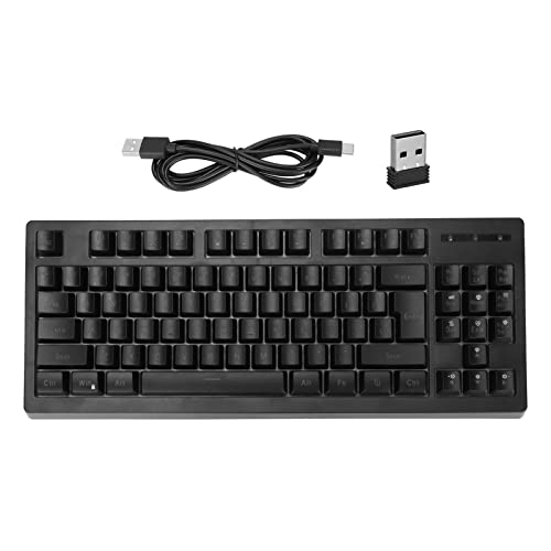 Zunate Kabellose mechanische RGB-Gaming-Tastatur mit 87 Tasten, wiederaufladbare kabellose 2,4-G-Tastatur mit LED-Regenbogen-Hintergrundbeleuchtung, zweifarbige ABS-Tastenkappe Schwarz von Zunate