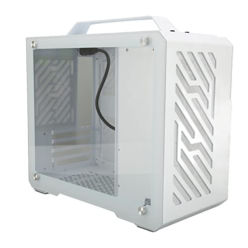 Zunate Micro-ATX-Tower-PC-Gehäuse, Mesh-Frontpanel-Gehäuse, USB3.1, USB3.0-Anschluss, 1 X 3,5-Festplatte, 2 X 2,5-SSD-Anschluss, 2 X 120-mm-ARGB-Lüfter, Seitenwand aus Gehärtetem Glas, weiß von Zunate