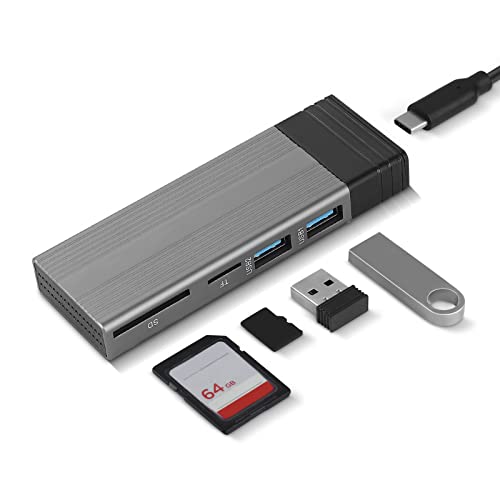 Zunate Multifunktionales 4-in-1-HUB-Festplattengehäuse USB 3.0 M.2 NVME NGFF Dual Protocol SSD-Gehäuse, unterstützt intelligenten Ruhezustand, für Telefon-Tablet-Desktop Grau von Zunate