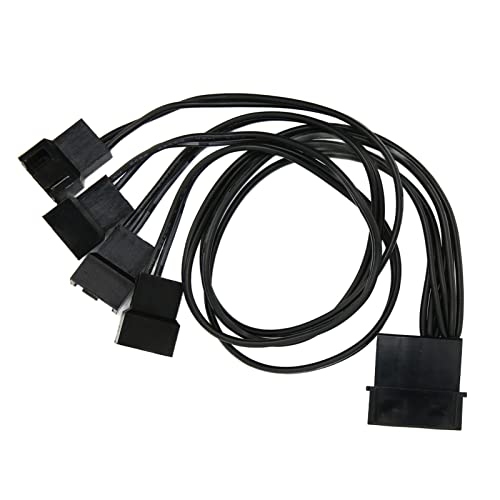 Zunate PWM-Lüfter-Splitter, 4-poliger Adapter, Y-Splitter mit Schwarzem Kabelummantelung für Desktop-Computer, 3-poliges/4-poliges Lüfter-Verlängerungs-Stromkabel, 34 cm Länge von Zunate