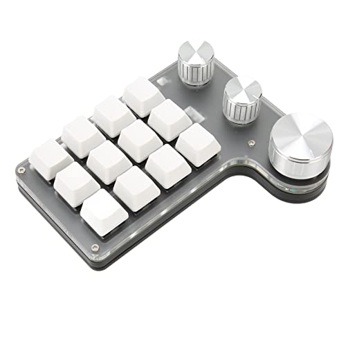Zunate Programmierbare Tastatur mit 12 Tasten, Kabelgebundener BT-Dual-Modus, Einhändige USB-Programmierung, Mechanische -Gaming-Tastatur mit 3 Knöpfen, Mechanischer von Zunate