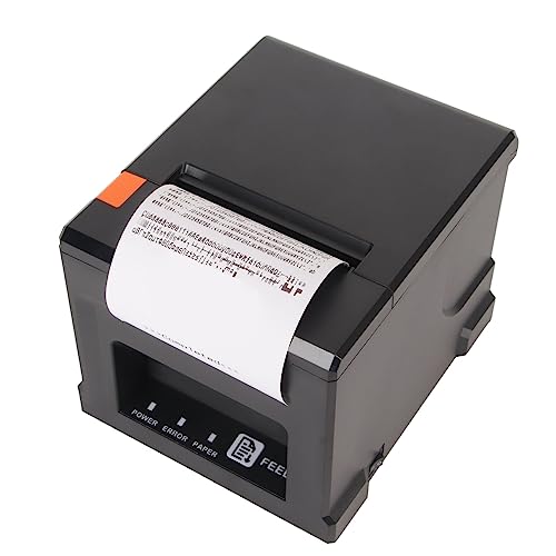 Zunate Thermo-Belegdrucker mit Automatischer Schneidevorrichtung, POS-Drucker 80 Mm Breite, Unterstützt Serielle USB-Ethernet-Schnittstelle, Kassenschublade, (EU-Stecker) von Zunate