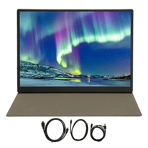 Zunate Tragbarer, 10,5 Zoll 1080P FHD Externer IPS-Laptop- mit Schutzhülle, Typ C HDMI 3,5-mm-Audioeingangsschnittstelle für Laptop-PC, für PS3, für von Zunate