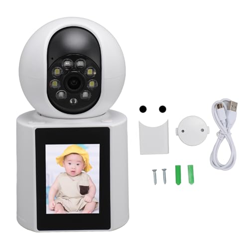 Zunate Video Aufruf Kamera, HD 1080P Heim-Überwachungs Kamera mit 2,8-Zoll-Bildschirm, 2,4G WiFi Nachtsicht-Heim-Nanny-Kamera für Baby-Haustier, 360-Grad-Überwachungskamera (EU-Stecker) von Zunate