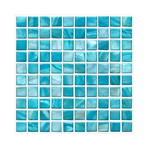 20PCS Fliesenaufkleber, PVC Fliesen Klebefolie Selbstklebend Hitzebeständig Wasserdicht Fliesensticker Deko Mosaikstil(Himmelblau ,10 x 10 cm) von Zundo