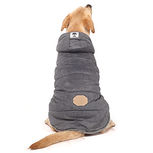 ZUNEA Hunde Kapuzenpullover Wintermantel Hundejacken für Kleine Mittelgroße Große Hunde Kaltes Wetter Bekleidung mit Fleece-Futter Warm Winddicht Weich Hundekleidung Grau 3XL von Zunea