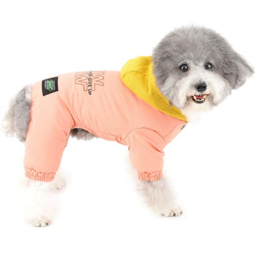 ZUNEA Hunde Schneeanzug für Kleine Hunde Winter Kapuzenpullis Hunde Wintermäntel Welpen Mantel Dicke Kleidung Warm Fleece Gefüttert Haustier Outfits Winddicht Bekleidung für Chihuahua Puppia Rosa XL von Zunea