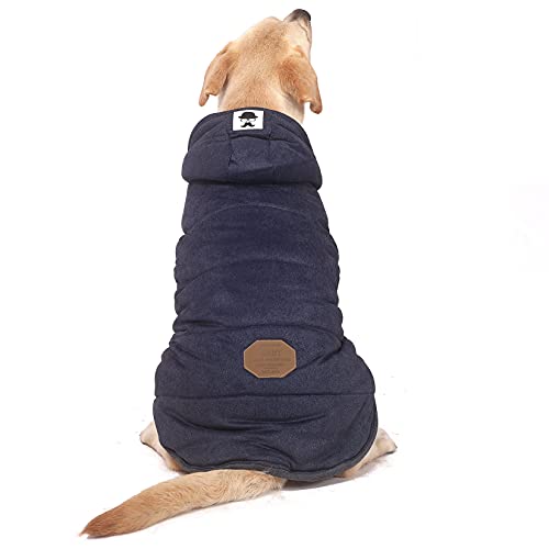 Zunea Hunde Wintermantel für Mittelgroße Große Hunde Weich Fleece Winterjacken Kapuzenpullis Winddicht Weste Hundemantel mit Kapuze Hundekleidung Bekleidung für Kaltes Wetter Blau 4XL von Zunea