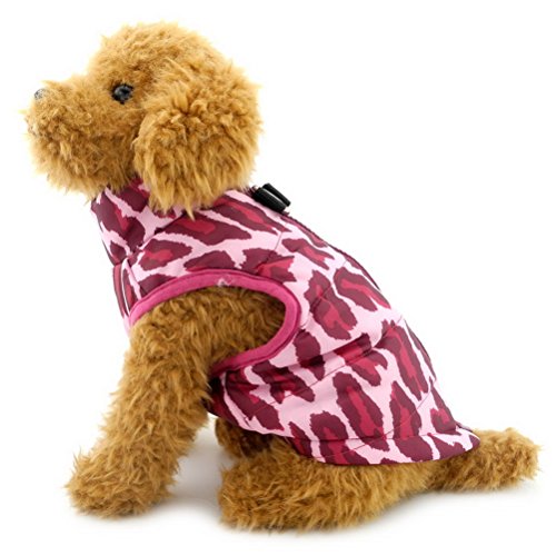 ZUNEA Gepolsterte Warme Kleine Hund Katze Weste Mantel Jacke Welpen Weste Harness Pet Winter Kleidung Doggie Jumper Chihuahua Overalls Bekleidung Fuchsia Leopard S von Zunea