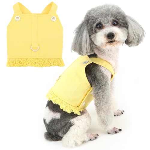 Zunea Hundegeschirr für kleine Hunde und Mädchen, kein Ziehen, Welpenkleidung mit D-Ring, niedliches Chihuahua-Spielzeug, Pudel, Weste, Geschirre, Kleider, Haustierbekleidung für Hunde, Yorkie, Gelb, von Zunea
