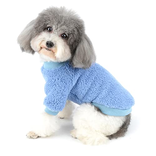 Zunea Hundepullover für Kleine Hunde Fleece Warm Welpen Wintermantel Hundejacken Sweater Kaltes Wetter Bekleidung Haustier Katzen Bekleidung für Chihuahua Yorkie Dunkelblau M von Zunea