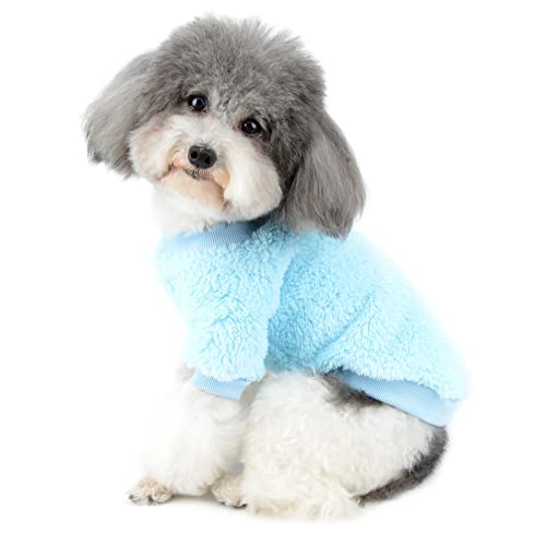 Zunea Hundepullover für Kleine Hunde Fleece Warm Welpen Wintermantel Hundejacken Sweater Kaltes Wetter Bekleidung Haustier Katzen Bekleidung für Chihuahua Yorkie Hellblau M von Zunea