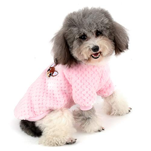 Zunea Hundepullover für kleine Hunde Fleece Warm Weich Welpen Sweater Wintermäntel Winterjacken Hunde Bekleidung Haustier Chihuahua Katzen Kleidung Rosa L von Zunea