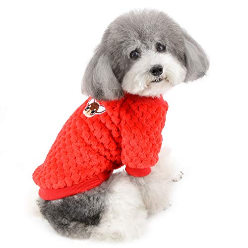 Zunea Hundepullover für kleine Hunde Fleece Warm Weich Welpen Sweater Wintermäntel Winterjacken Hunde Bekleidung Haustier Chihuahua Katzen Kleidung Rot XXL von Zunea