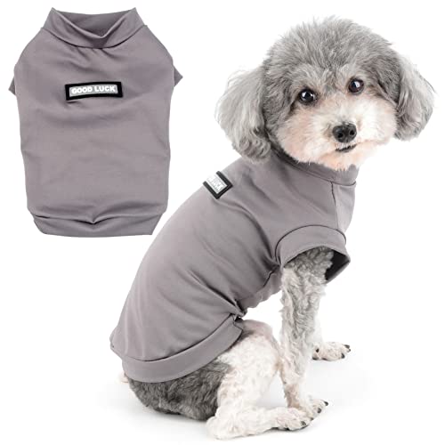 Zunea Kleine Hunde Shirts Schnell Trocknen Sommer T-Shirts Kühlende Welpenkleidung Weiche Ärmellose Weste Tank Top Atmungsaktiv Dehnbar Chihuahua Sonnenschutz Heißes Wetter Bekleidung Dunkelgrau L von Zunea