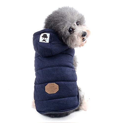 Zunea Hunde Wintermantel für Kleine Hunde Weich Fleece Winterjacken Kapuzenpullis Winddicht Welpenmantel Weste Chihuahua Hundekleidung Katzen Bekleidung für Kaltes Wetter Blau L von Zunea