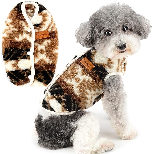 Zunea Retro Hundepullover für Kleine Hunde Katzen Sherpa Fleece Wintermäntel Weich Warm Winterjacke Welpenweste Sweater Kleidung Flauschig Kaltes Wetter Haustier Chihuahua Yorkie Bekleidung Braun S von Zunea