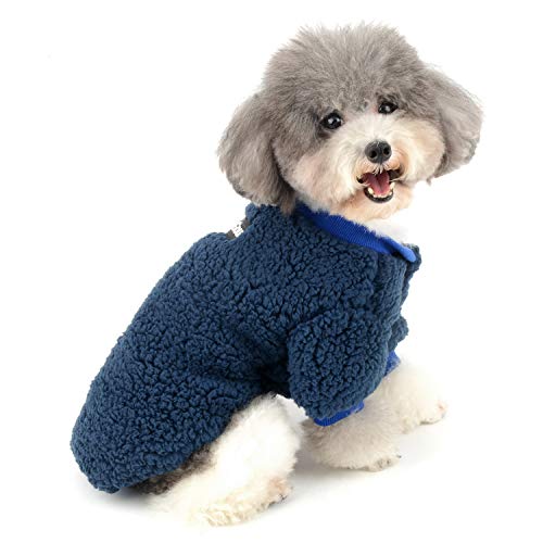 Zunea Wintermäntel für kleine Hunde Fleece Warm Hundepullover Sweater Welpen Winterjacke Chihuahua Katze Kleidung Haustier Jungen Mädchen Hundebekleidung Blau S von Zunea