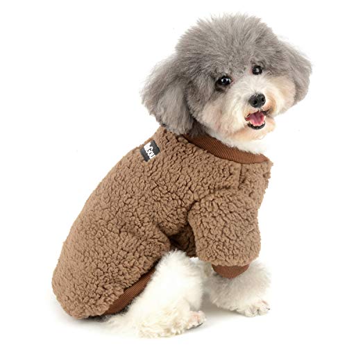 Zunea Wintermäntel für kleine Hunde Fleece Warm Hundepullover Sweater Welpen Winterjacke Chihuahua Katze Kleidung Haustier Jungen Mädchen Hundebekleidung Braun S von Zunea