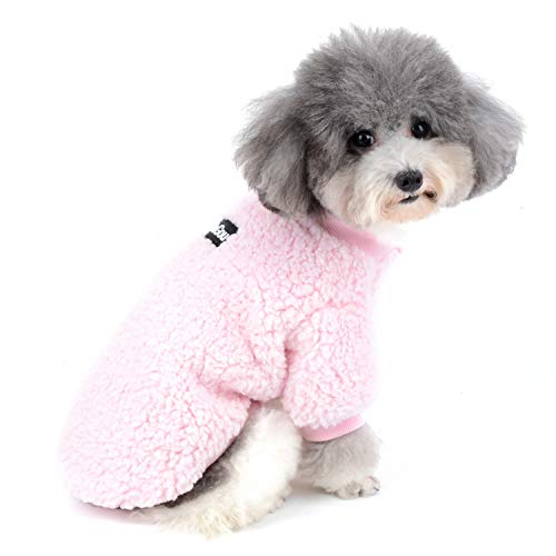 Zunea Wintermäntel für kleine Hunde Fleece Warm Hundepullover Sweater Welpen Winterjacke Chihuahua Katze Kleidung Haustier Jungen Mädchen Hundebekleidung Rosa L von Zunea