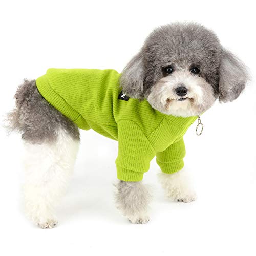 Zunea Winterpullover für kleine Hunde, Rollkragenpullover, weiche Baumwolle, warm, mit Reißverschluss, für Chihuahua, Yorkshire, Grün, Größe M von Zunea