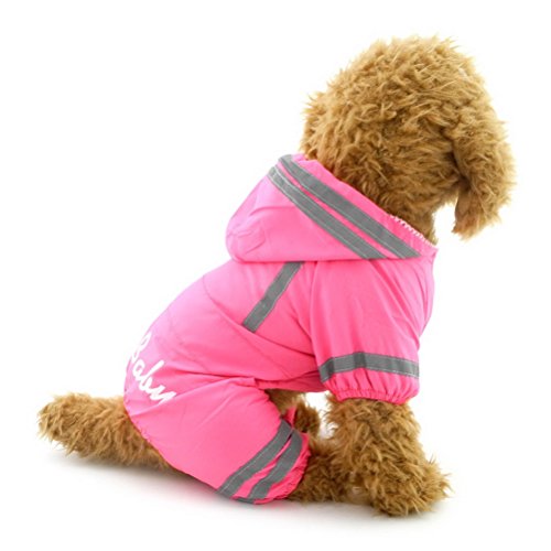 Zunea hundemantel Kleine Hunde Regenmantel mit Kapuze wasserdicht Regenjacke Mesh gefüttert Puppy Zupfbürste reinwear Hund Pet Regen Gear/Anzug Jacke Jumpsuit Kleidung Rosa XL von Zunea