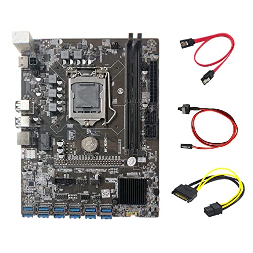 B250C Motherboard+SATA 15Pin 6Pin Kabel+SATA Kabel+Switch Kabel 12 PCIE USB3.0 GPU Slot LGA1151 DDR4 für BTC von Zunedhys