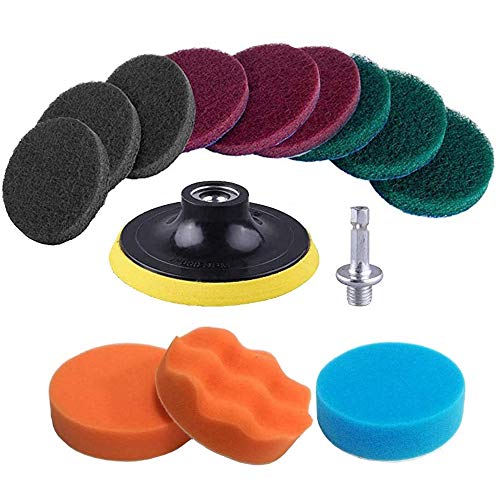 Zunedhys 13 Stück Bohrer Schrubber Bürste Scheuerpads & Schwamm Reinigungs-Set – Allzweckreiniger Scheuern -Bohrmaschine von Zunedhys