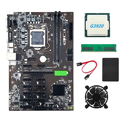 Zunedhys B250 BTC Mining Motherboard mit G3920 oder G3930 CPU + Lüfter + DDR4 4GB 2666MHz RAM + 128G SSD + Kabel LGA 1151 12X Grafikkartensteckplatz Zunedhys B250 BTC Mining Motherboard mit G3920 oder G3930 CPU + Lüfter + DDR4 4GB 2666MHz RAM + 128G SSD + Kabel LGA 1151 12X Grafikkartensteckplatz von Zunedhys