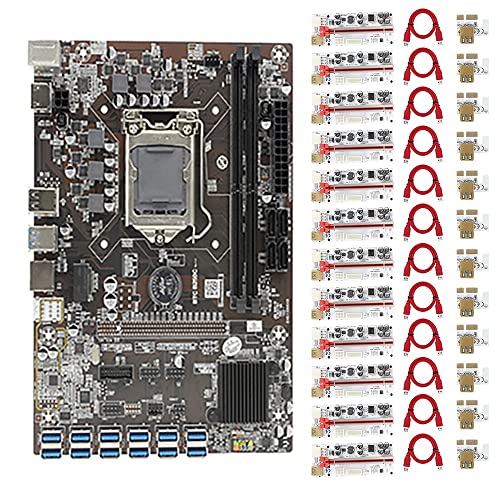 Zunedhys B250C BTC Mining Motherboard 12 USB 3.0 auf PCIE Grafiksteckplatz LGA 1151 DDR4 DIMM 3.0 mit 12XVER010-X PCIE Riser Card von Zunedhys