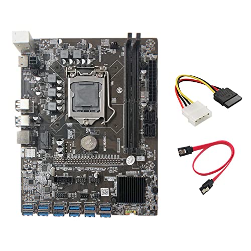 Zunedhys B250C Mining-Motherboard mit 4-poligem IDE auf Kabel + -Kabel 12 PCIE auf USB 3.0 GPU Slot LGA1151 unterstützt DDR4 RAM von Zunedhys