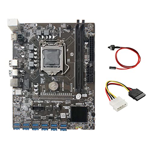 Zunedhys B250C Mining-Motherboard mit 4-poligem IDE-auf--Kabel + Switch-Kabel 12 PCIE auf USB 3.0 GPU Slot LGA1151 unterstützt DDR4 RAM von Zunedhys