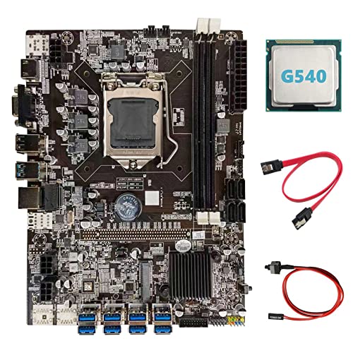 Zunedhys B75 BTC Motherboard + G540 CPU + Kabel + Switch Cable LGA1155 8XPCIE USB Adapter DDR3 MSATA B75 USB BTC Motherboard von Zunedhys