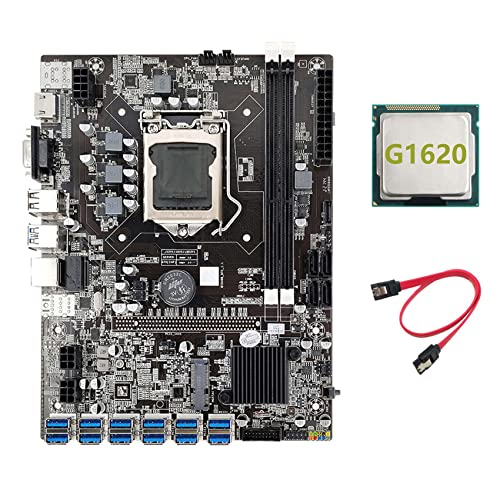 Zunedhys B75 ETH Mining Motherboard + G1620 CPU + Kabel LGA1155 12 PCIE auf USB Adapter MSATA DDR3 B75 USB BTC Motherboard von Zunedhys
