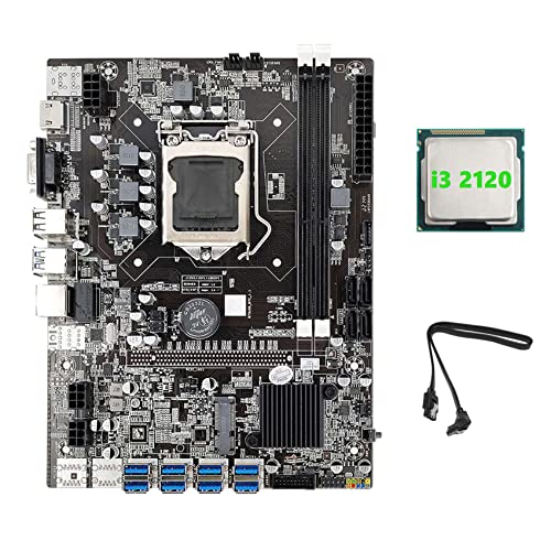 Zunedhys B75 ETH Mining Motherboard 8XPCIE USB Adapter + I3 2120 CPU + Kabel LGA1155 MSATA DDR3 B75 USB BTC Motherboard von Zunedhys