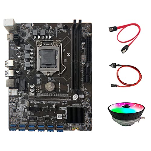 Zunedhys BTC B250C Mining Motherboard with RGB CPU Fan+Switch Cable+SATA Cable 12 PCIE to USB3.0 GPU Slot LGA1151 Support DDR4 Zunedhys BTC B250C Mining Motherboard with RGB CPU Fan+Switch Cable+SATA Cable 12 PCIE to USB3.0 GPU Slot LGA1151 Support DDR4 von Zunedhys