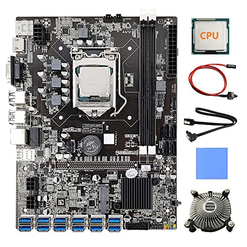 Zunedhys ETH/BTC 12 GPU B75 Mining Motherboard + CPU + Lüfter + Wärmeleitpad + -Kabel + Switch-Kabel 12 USB 3.0 (PCIE) LGA1155 DDR3 SATA3.0 von Zunedhys