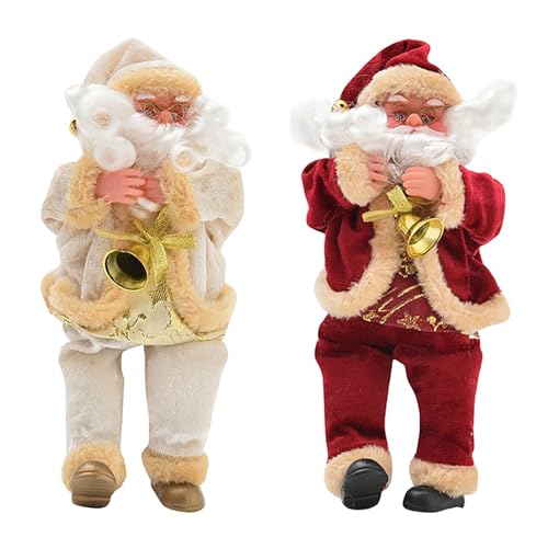 Zunedhys Weihnachtsmann-Puppe, Weihnachtsmann-Puppe, Heimtextilien, Flanell-Spielzeug, Weihnachts-Tischdekoration, Rot und Cremeweiß, 2 Stück von Zunedhys